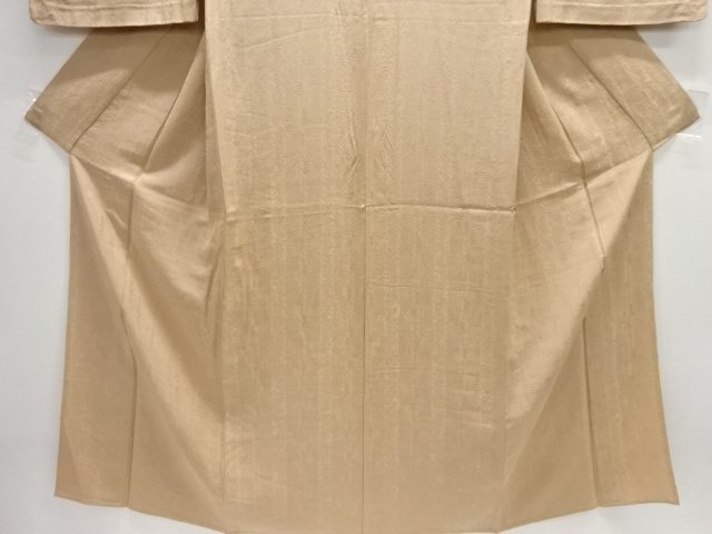  草葉に抽象模様織出し一ツ紋単衣色無地着物